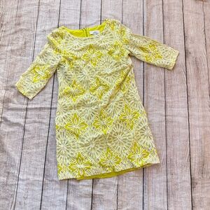 Belle Badgley Mischka Shift Dress Lime Green Sunburst Lace Overlay Size 10